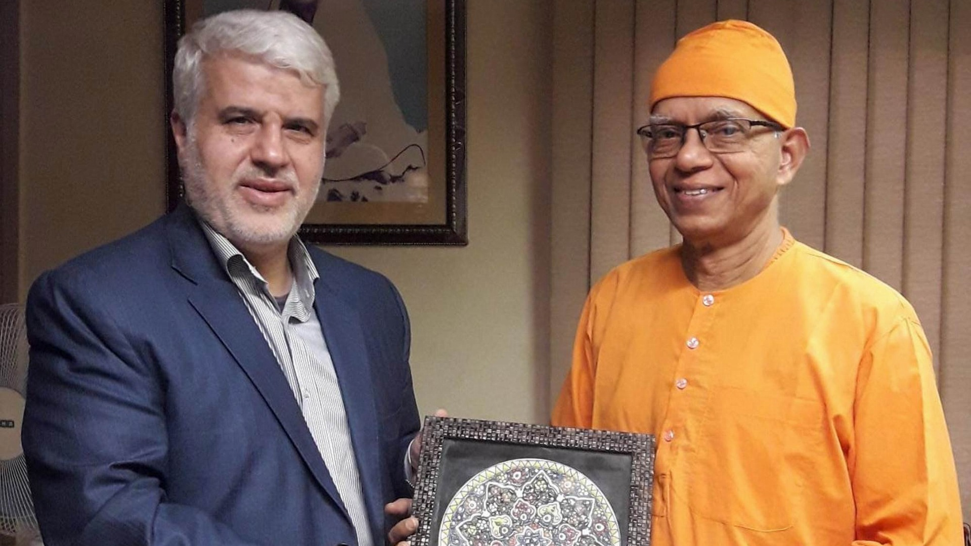 Cultural Counselor of Iran Visited Ramkrishna Mission and exchange views with him 